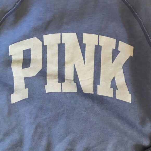 Victoria’s Secret PINK sweatshirt womens SZ Small periwinkle blue pullover - Picture 6 of 6
